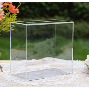 UNIQOOO Clear Acrylic Card Box w/Slot, Thick DIY Wedding Box Blank No Print, Large 10x10x5.5 in, for Reception Decoration Fundraiser Money Box Election Ballot Graduation Keepsake Party Favor