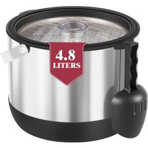 5QT/4.8L Insulated Ice Bucket for Parties, Large Capacity Double-Wall Beverage Bucket with Scoop & Lid for Champagne, Wine, Cocktail (Black)