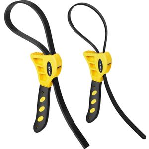 2-Pack Rubber Strap Wrench Set, 4" & 6" Oil Filter Wrench and Jar Opener for Plumbing, Water Filter, Sink Drain & Tub Drain Removal | Non-Slip Adjustable Universal Tool