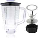 Anbige Replacement parts 5-Cup Square Top Plastic Jar Assembly With 6 Point Fusion Blade, Gasket, Base, Lid. Compatible with Oster Blenders