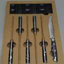 Steak Knives Set of 6, 4.8 Inch Non Serrated Razor-Sharp Durable Dinner knives with Rest, German Stainless Steel Damascus Pattern Full Tang Forged, Rust Resistant & Easy to Maintain