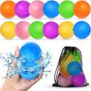 12Pcs Reusable Water Balloons, Pool Beach water Toys for Boys and Girls, Outdoor Summer Toys for Kids Ages 3-12