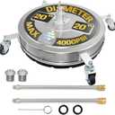 EDOU Pressure Washer Surface Cleaner - 20-Inch Stainless Steel Cleaner, 2 Replaceable Nozzles, 2 Washer Wand Attachments, 4 Wheels - 4000 PSI Maximum Pressure - 1/4" Quick Connector