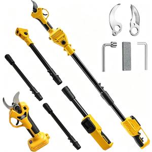2-in-1 Cordless Pruning Shears with Pole Compatible with DeWalt 20V Battery (Tool Only, No Battery), 8FT Reach Pole Pruner, 1.2" Cut, Brushless Electric Branch Cutter for Tree Trimming & Gardening