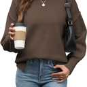 Womens Sweaters Crewneck Long Sleeve Pullover Tops Loose Fit Soft Knit Ribbed Hem Side Slit Casual Fall Winter Outfits (M)