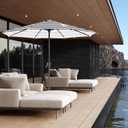 JEAREY 11' Patio Umbrellas Outdoor Table Market Umbrella w/Crank, 8 Sturdy Ribs, UV Protection Windproof for Garden, Deck, Backyard, Pool(Black Striped)