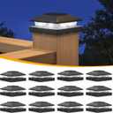 APONUO Solar Post Cap Lights for 4x4 Posts, Bright Cool White LED Post Cap Lights Solar Powered, IP64 Waterproof & All-Night Lighting, Black 12 Pack  Deck, Fence, Patio Light (Easy Install)