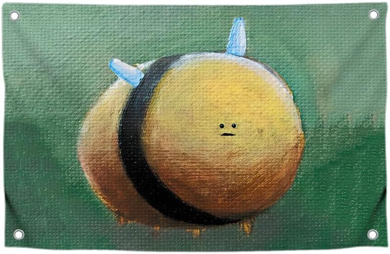 3x5 Feet Funny Flag Cute Plump Bee with 4 Brass Grommets - Single Sided Summer Meme Flag for Wall Decoration Bedroom Teens - Polyester Cool Tapestry Banner for Room Boys and Girls