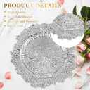 32 Pack Charger Plates Set Reef Chargers for Dinner Table Serving Tray Floral Plastic Decorative Plates for Table Setting Wedding Party, 13 Inch(Silver)