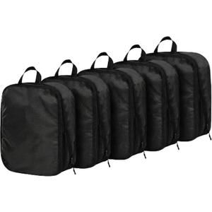 5 Pack Compression Packing Cubes for Travel Space Saving Cubes Luggage Organizer for Suitcase(Black,S)