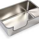 Stainless Steel Cat Litter Box,Jumbo XL Extra Large Mental Cat Litter Pan with High Sides Lid,Low Entry for Indoor Big Cats,Non Sticky,Easy to Clean,Anti-Urine Leakage