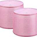 PATIKIL Lamp shades for Table Lamps Set of 2, 11.4" Top x 12.6" Bottom x 9.8" High Drum Lamp shades for Floor Lamps Medium Linen Lampshade Easy Assembly for Lamp Replacement, Pink