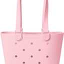 Simple Modern Medium Beach Bag | Waterproof Getaway Rubber Tote with Zipper Pocket for Travel, Pool, Boat, Groceries, Sports | Blush