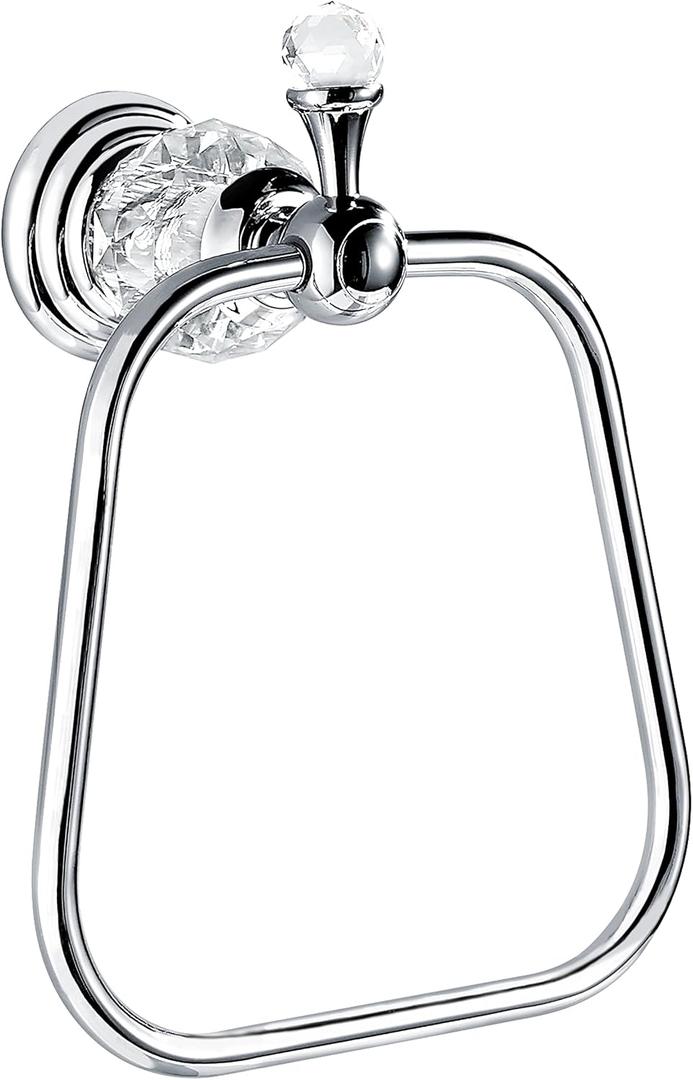 WINCASE Crystal Towel Ring, Chrome Hand Towel Holder, Silver Towel Rack Hanger for Bathroom, Towel Holder Bling Wall Mounted Decorative