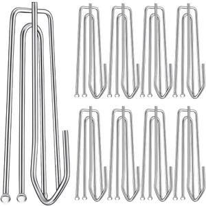 60PCS Stainless Steel Drapery Hook and Pin for Pleated Drapes 4 Prongs Pinch Pleat Clips Traverse Pleater 4 End Curtain Hangers for Window Door Bathroom Curtain (2.7" x 1" x 0.6")