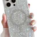 Sparkly for iPhone 15 Pro Max Case Glitter Compatible with MagSafe, Shockproof Bling Phone Cover for Girls Speck iPhone 15 Pro Max Case Magnetic 6.7" (Twinkle Stardust)