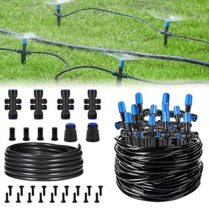 HIRALIY 210FT Quick-Connect Drip Irrigation Kit with Adjustable Fan-Shaped Emitter, Garden Watering System for Plants Vegetable Garden, Saving Water Automatic Irrigation Equipment for Raised Bed