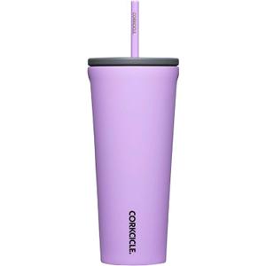 Corkcicle Cold Cup Insulated Tumbler with Lid and Straw, Sun-Soaked Lilac, 24 oz – Reusable Water Bottle Keeps Beverages Cold for 12hrs, Hot 5hrs – Cupholder Friendly Tumbler, Lid for Flexible Sipping, Purple