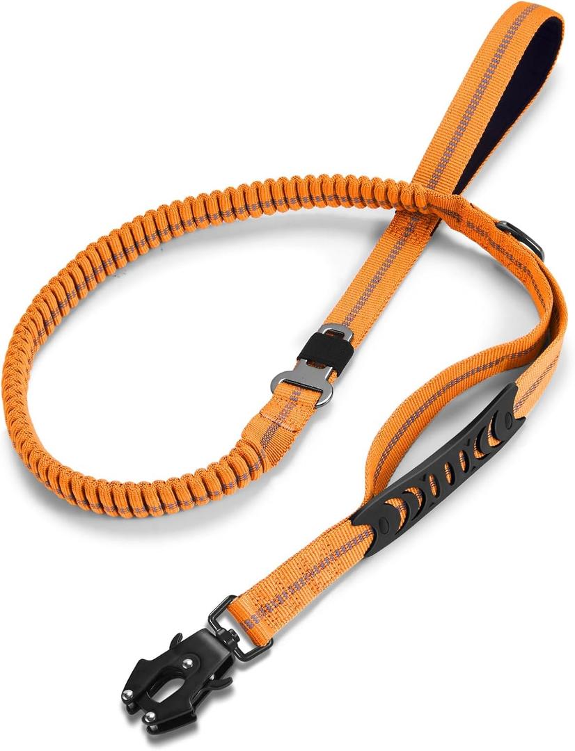 Heavy Duty Dog Leash, 4-6FT Shock Absorbing Dog Leashes with Traffic Handle and Comfortable Padded Handles, Advanced Easy Metal Clip, No Pull Reflective Leash for Dogs that Pull (Orange)