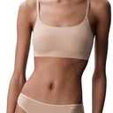 Calvin Klein Women's Invisibles Comfort Seamless Adjustable Skinny Strap Bralette Bra M, Bare