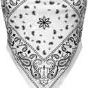 Design by Olivia Women's Sexy Paisley Print/Solid Bandana Tube Crop Top Shirt- Made in USA (White)