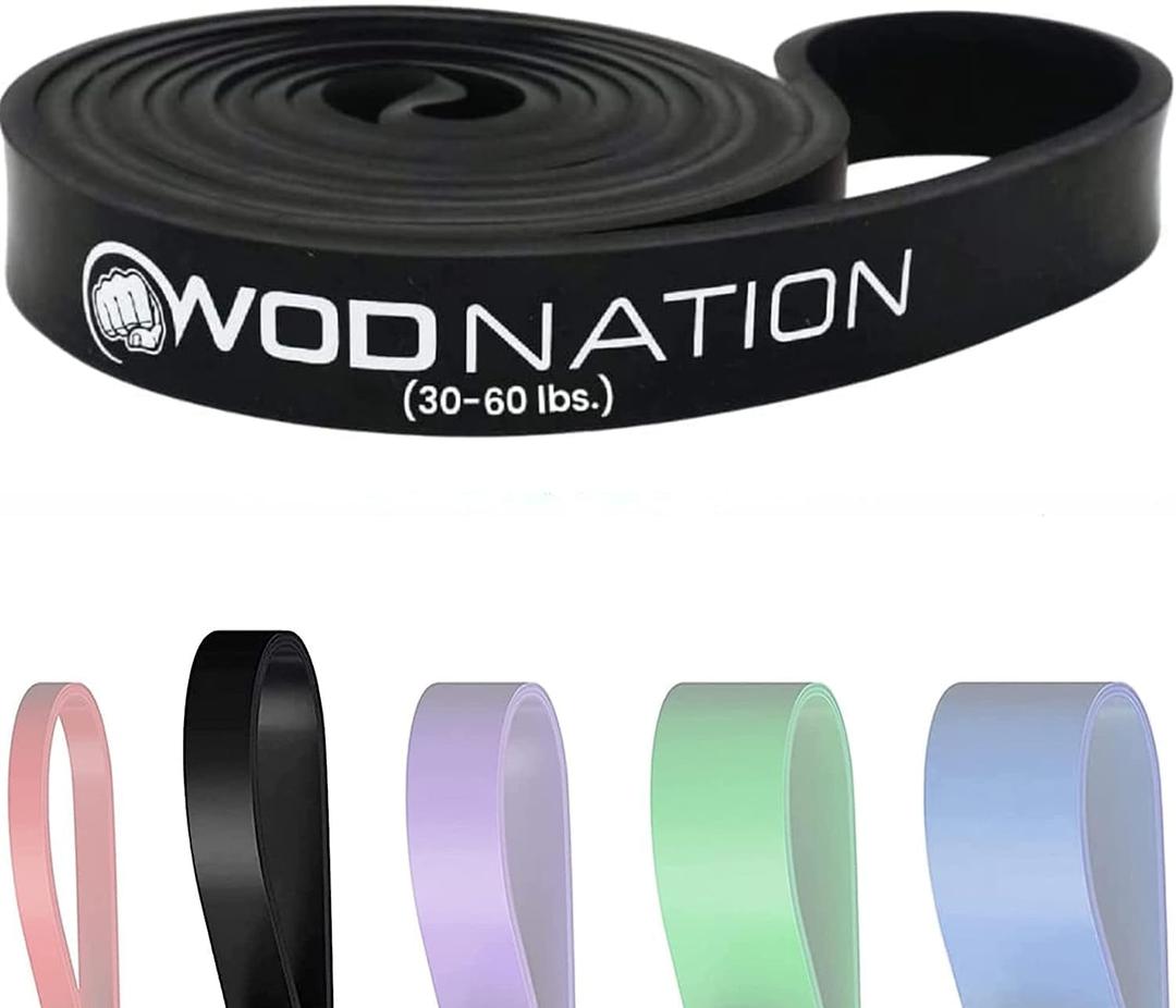 WOD Nation Pull Up Assistance Bands (10-175lbs Band) - Best for Pullup Assist, Chin Ups, Resistance Bands Exercise, Stretch, Mobility Work & Serious Fitness - 41 inch Straps (Black)