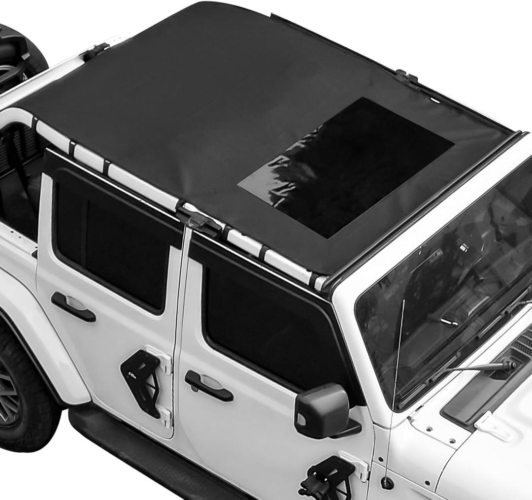 JOYTUTUS Waterproof Sun Shade Top Cover Compatible with Wrangler JLU 4-Door 2018-2025, UV Protection Waterproof Roof Top, Windproof Cab Cover & Noise Reduction Accessory