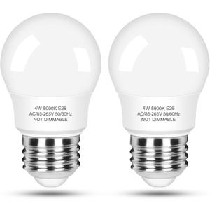 LED Refrigerator Light Bulb 40 Watt Equivalent, 120V Fridge Appliance Light Bulb 4W Daylight White 5000K, Waterproof A15 Fridge Light Bulbs 450LM, E26 Freezer Light Bulbs Non-dimmable, 2Packs
