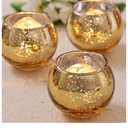 Volens 24PCS Gold Votive Candle Holders for Table Centerpieces, Round Mercury Glass Candle Holders Bulk for Wedding, Birthday, Anniversary, Parties, and Holiday Decorations