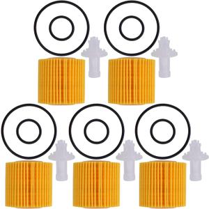 NewYall 5Pcs 04152-YZZA6 Engine Oil Filter with Gasket for Toyota Corolla 2009-2016 Matrix 2013-2014 Prius 2010-2015 Prius V 2012-2016