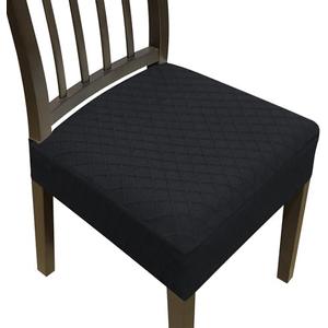 DREAHOTEXTIL Dining Chair Covers,Seat Covers for Dining Room Chairs Set of 4, Stretch Jacquard Kitchen Chair Covers,Removable Washable Dining Room Chair Seat Cover,Chair Slipcovers Protector (Black)