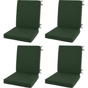 Outdoor Chair Cushions, Water-Resistant & Fade-Resistant, Patio Furniture Lawn Dining Chair Seat Replacement with Mid Back, Ties Zipper, Removable Cover, 18 x 16.5 Inch, Set of 4, Olive Green