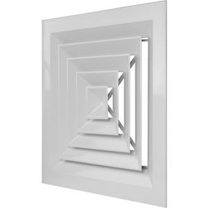 Vent Systems 12 x 12 Inch (Neck Size) Square Ceiling Diffuser - Aluminum Air Vent Cover for Drop Ceiling - Air Deflector For Ceiling Vent, HVAC Air Supply, 4-Way Airflow - Fits Plenum Ceiling Box & AC