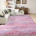 Shag Rugs for Living Room 8x10, Ultra Soft Abstract Pink Big Fuzzy Rugs for Bedroom, 8 x 10 Fluffy Shaggy Plush Carpet Girls Kids Room Dorm Upgrade Non-Slip