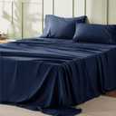 Bedsure King Size Sheets Set - 4 Pieces Soft King Sheets - Breathable & Cooling - Hotel Luxury - Easy Care Polyester Microfiber Bedding for Women, Men, Navy