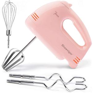 Handmixer Electric Handheld - 7 Speed Portable Kitchen Mixer Electric with 5 Stainless Steel Accessories Whisk, Food Beater for Whipping Mixing Cookies Cakes Eggs, Pink