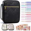 Bible Cover Case for Women, Quilted Large Handle Vegan Leather Bible Bags with Bible Study Supplies Accessories Church,Classroom,Campus,Neighborhood Association (Vintage Black,M/L)