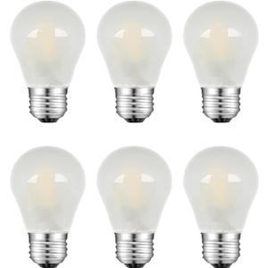 Beonllay Frosted E26 LED Bulb 25w Equivalent 2700K Warm White 2W LED Light Bulb Dimmable LED Filament Globe Bulb, Short Edison Bulb for Ceiling Fan, Chandelier, Vanity, 6 Pack