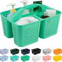 Tiawudi Portable Shower Caddy, Caddy Organizer with Handle, Plastic Shower Basket Hold Soap, Shampoo, Hair Supplies and Beauty Products, Cleaning Supplies Organizer for Home, Dorm, Shelf and Cabinet (Pistachio)