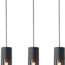 3-Pack Black Pendant Light Fixtures, Adjustable Modern Pendant Lights for Kitchen Island, Industrial Glass Pendant Lights for Dining Table Hallway Bedroom Living Room
