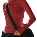 Womens Long Sleeve Turtleneck Shirt Crop Basic Tops Slim Fitted Top Going Out Y2K T Shirts (Red, S)