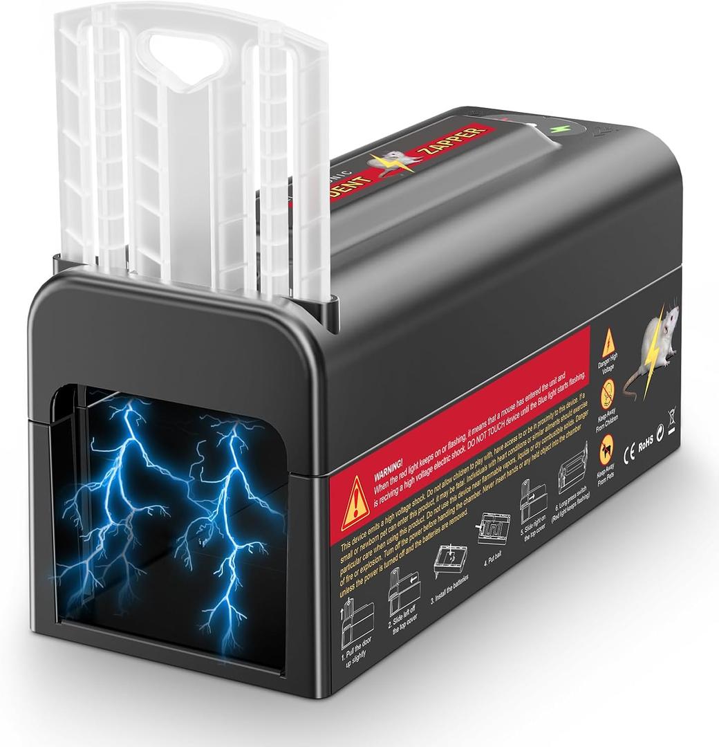 Electric Rat Trap,Mouse Trap Indoor,Powerful Voltage Instantly Kills Rats and Mice,Upgraded Rodent Zapper for a Pest-Free Home (1 Pack Rat Trap)