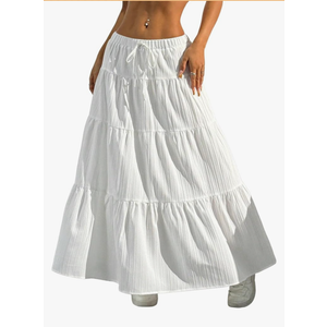 Verdusa Women's Long Maxi Skirt 2026 Boho Flowy Flared Ruffle Skirts Beach Vacation Spring Going Out Outfits, Size Large