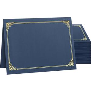 SUNEE Certificate Holders(Navy Blue, 50 Packs), Diploma Covers Gold Foil Border, for Letter Size 8.5x11 Certificates, Cardstock, Document Papers