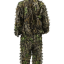 Outdoor Camo Ghillie Suits, 3D Leafy Hooded Hunting Airsoft Camouflage Gillies Suits for Kids & Adults S-M