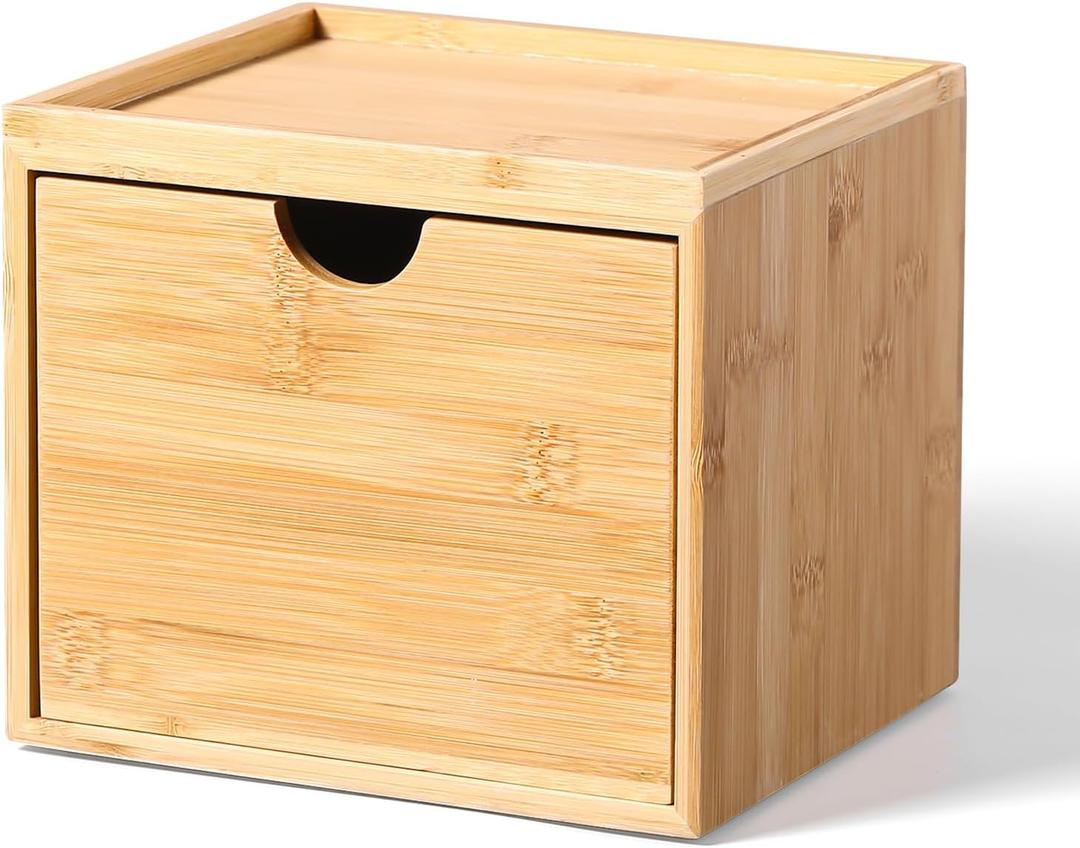 Bamboo Disposable Face Towel Holder Compatible with Clean Towel XL, Wooden Clean Towels Xl Container with Drawer, Facial Towels Storage Box for Bathroom Countertop