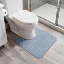 Bosap Toilet Rugs U Shaped Bathroom Rug,Machine Washable Non Slip Quick Dry Super Absorbent Ultra Thin Toilet Mats for Bathroom Toilet.Blue,1'8"x2'(20x24inch)