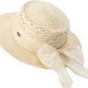 ACUSHLA Straw Sun Hat for Women Wide Brim Vintage Boater Summer Beach