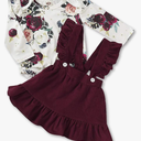 Kucnuzki Newborn Baby Girl Clothes Toddler Long Sleeve Ruffle Romper Top Infant Skirt Set Little Girl Overall Dress 90