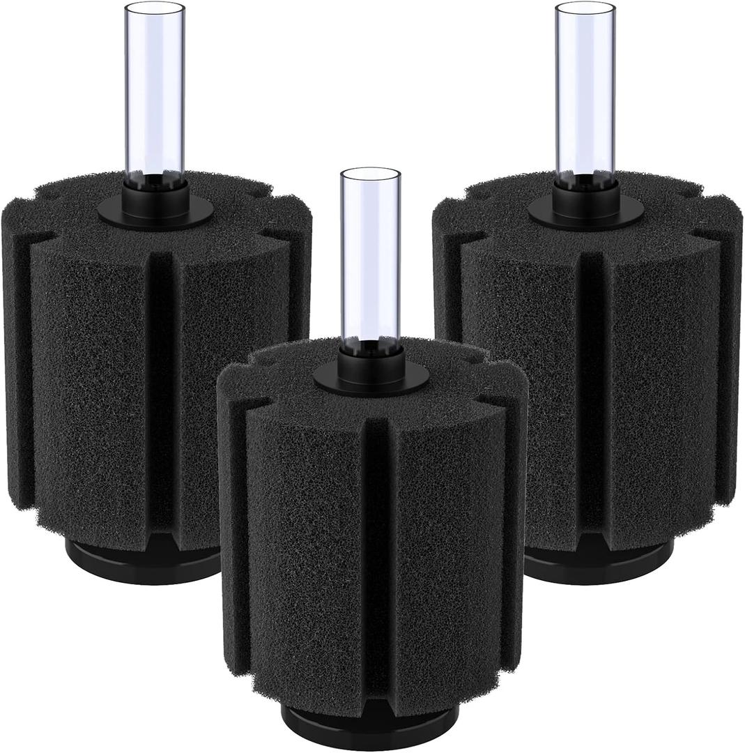 Pawfly Large Aquarium Bio Sponge Filter Quiet Betta Fry Shrimp and Small Fish Foam Filter for Fish Tank up to 60 Gallon, 3 Pack